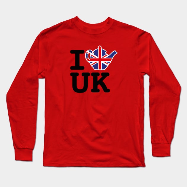 I love UK Union Jack Flag Great Britain British teapot tea Long Sleeve T-Shirt by LaundryFactory